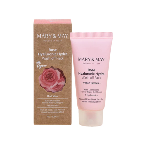 Mary & May - Máscara facial Rose Hyaluronic Hydra Wash off