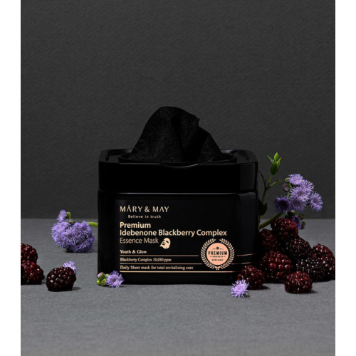 Mary & May - Máscara Premium Idebenone Blackberry Complex Essence - 20ea