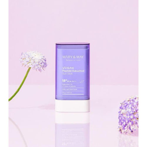 Mary & May - Protetor solar em bastão SPF50+ PA++++ Vegan Peptide Bakuchiol