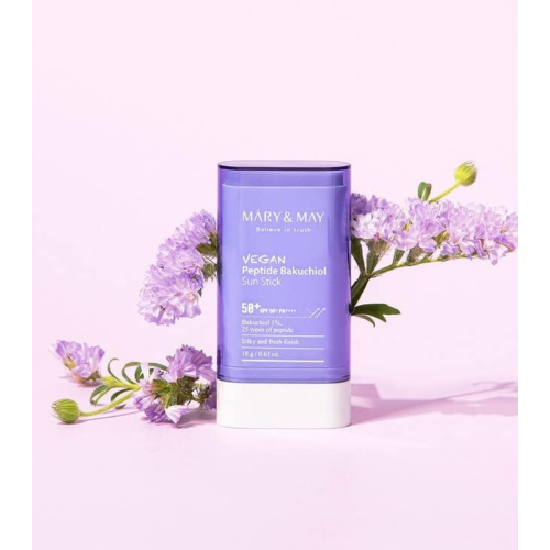 Mary & May - Protetor solar em bastão SPF50+ PA++++ Vegan Peptide Bakuchiol
