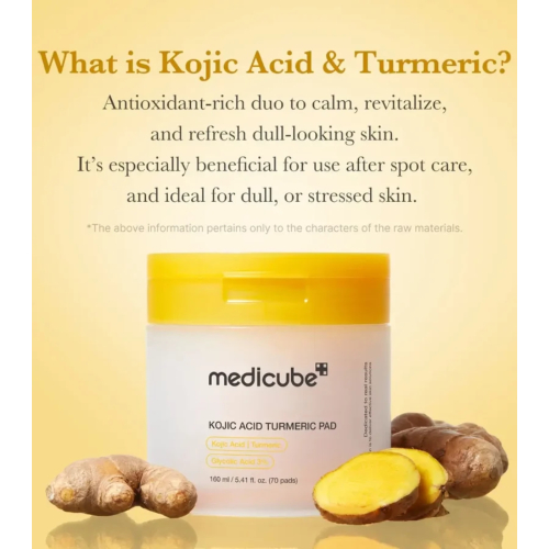 Medicube - *Kojic Acid* - Almofadas iluminadoras com ácido kójico e cúrcuma - 70pads