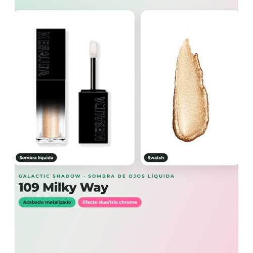 Mesauda - Pack olhos Galactic Shadow 109: Milky Way + Drawmatic Shadow 111: Bronzed + Máscara Femuline