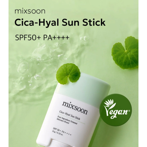 Mixsoon - Protetor solar facial em stick Cica Hyal SPF50+ PA++++