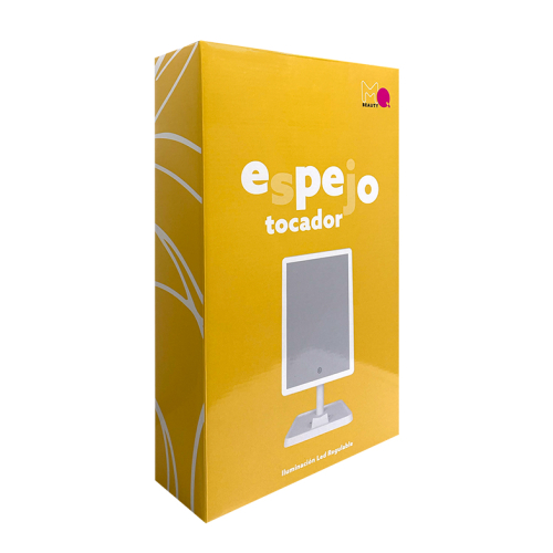 MQBeauty - Espelho de maquilhagem recarregável com iluminação LED regulável - Branco