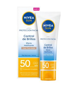 Nivea Sun - Proteção facial Shine Control FPS50 com cor - Tom médio