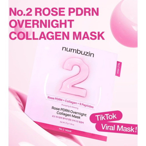 Numbuzin - Máscara facial de noite No.2 Rose PDRN Plumping
