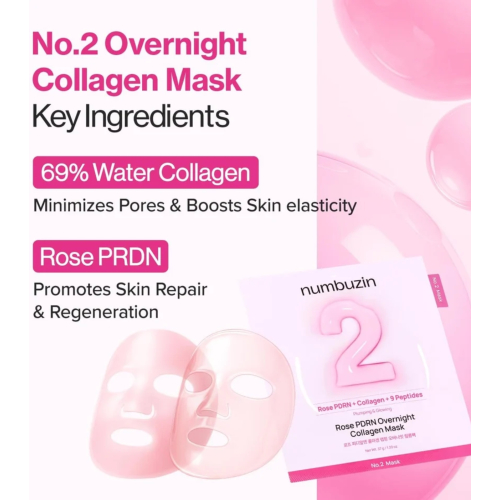 Numbuzin - Máscara facial de noite No.2 Rose PDRN Plumping