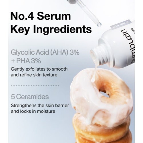 Numbuzin - Sérum esfoliante em ampolas No.4 ceramidas y AHA Glazed Skin Prep - 10ea