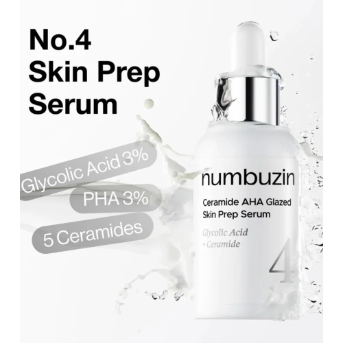 Numbuzin - Sérum esfoliante nº 4 com ceramidas e AHA Glazed Skin Prep