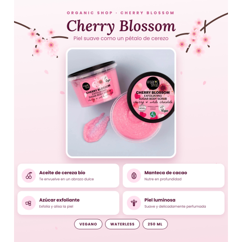 Organic Shop - Exfoliante corporal Cherry Blossom - Cereja e chocolate branco