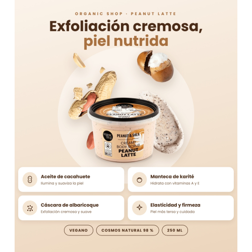Organic Shop - Exfoliante corporal Peanut Latte - Amendoim e karité