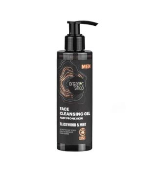 Organic Shop - Gel de limpeza masculino para pele com tendência a acne - Casca de carvalho e menta