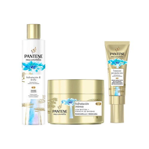 Pantene - *Hydration & Shine* - Pacote de shampoo + máscara + sérum pontas duplas Pro-V Miracles