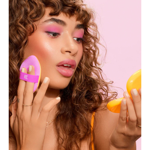 Real Techniques - Sopro de pó 2 em 1 milagroso de dupla face multifuncional + estojo de viagem