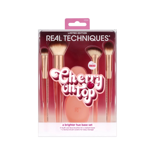 Real Techniques - *Cherry On top* - Conjunto de 4 pincéis + 2 capas de silicone