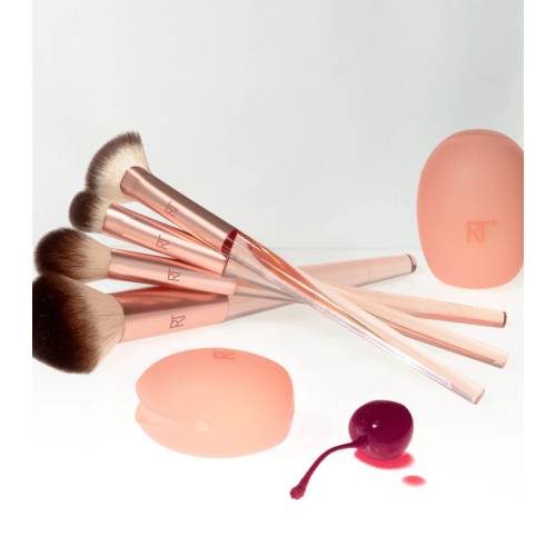 Real Techniques - *Cherry On top* - Conjunto de 4 pincéis + 2 capas de silicone