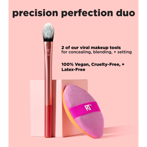 Real Techniques - Duo Pincel + Esponja Precision Perfection
