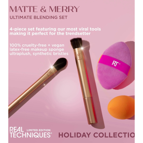 Real Techniques - *Holidays 24* - Conjunto pincel + esponja Matte & Merry