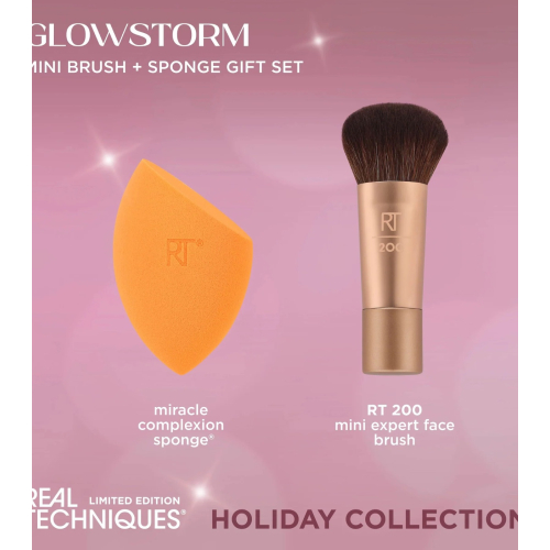 Real Techniques - *Holidays 24* - Conjunto mini pincel + esponja Glowstorm
