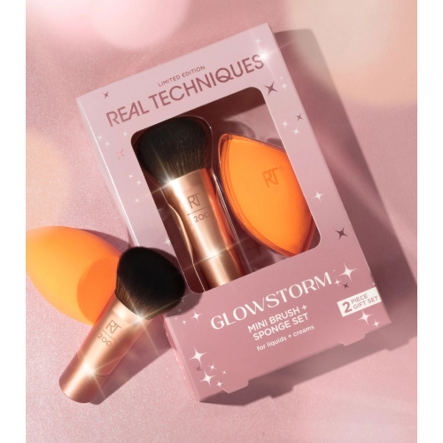 Real Techniques - *Holidays 24* - Conjunto mini pincel + esponja Glowstorm