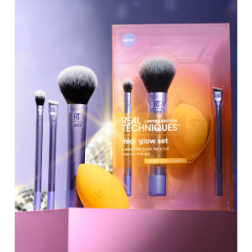 Real Techniques - *Night brights* - Conjunto de pincel + esponja Midi Glow