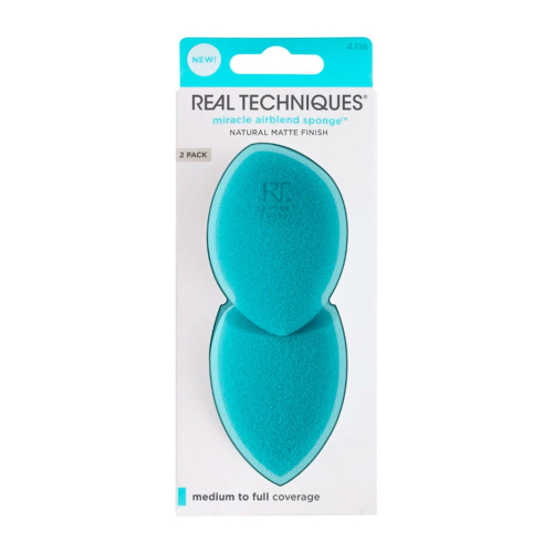 Real Techniques - Pacote de esponja de maquiagem Miracle Airblend Sponge - Acabamento fosco natural