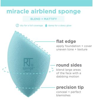 Real Techniques - Pacote de esponja de maquiagem Miracle Airblend Sponge - Acabamento fosco natural