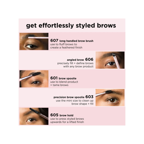 Real Techniques - Conjunto de 3 pincéis para sobrancelhas