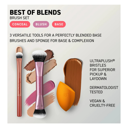 Real Techniques - Conjunto de pincéis e esponja Best of Blends