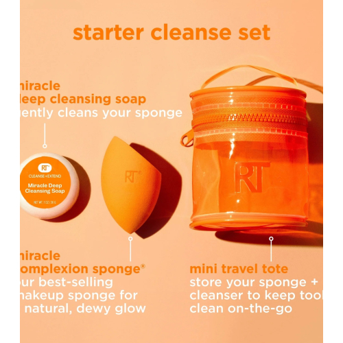 Real Techniques - Conjunto de esponja + limpador