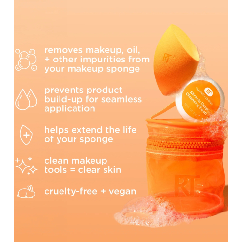 Real Techniques - Conjunto de esponja + limpador