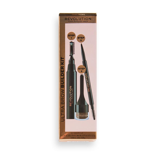 Revolution - Kit de sobrancelha Ultra Brow Builder - Dark Brown