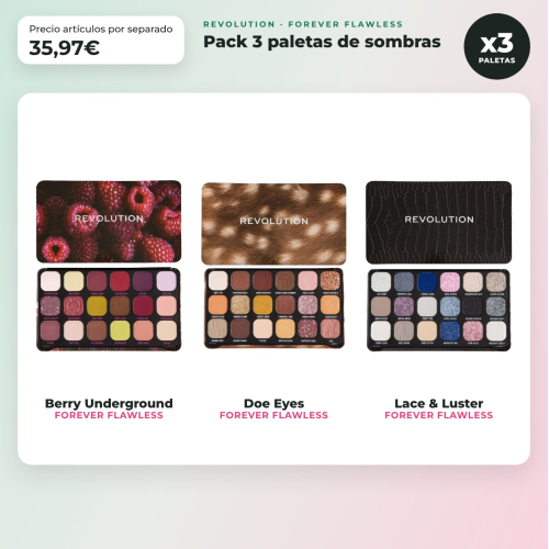 Revolution - Pack 3 paletas de sombras Forever Flawless
