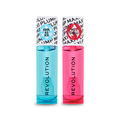 Revolution - Conjunto de brilho labial Maxi Plump Lip Duo - Maxi Plump Cool As Ice +  Maxi Plump Hot As Chilli
