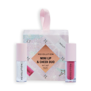 Revolution - Conjunto Mini Lip & Cheek Duo - Mini Blush Bomb Cream Blusher Cute Pink + Mini Pout Bomb Clear Shimmer