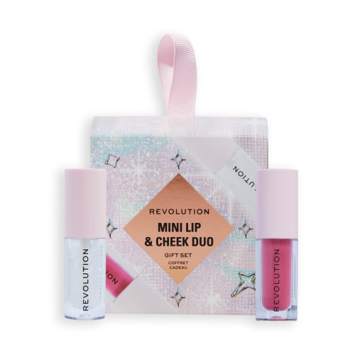Revolution - Conjunto Mini Lip & Cheek Duo - Mini Blush Bomb Cream Blusher Cute Pink + Mini Pout Bomb Clear Shimmer