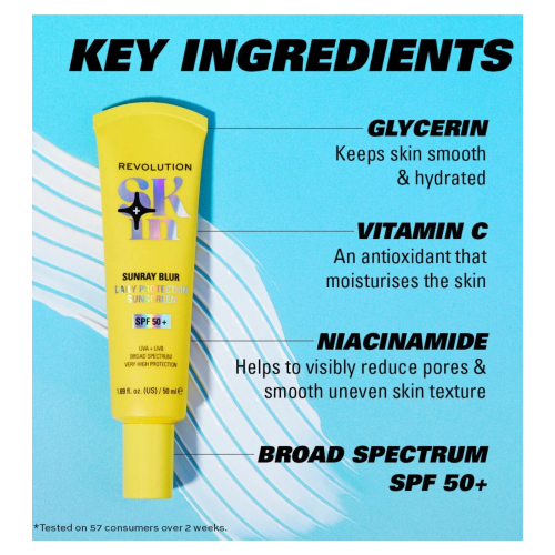 Revolution Skin - Protetor solar matificante com niacinamida Sunray Blur SPF50+