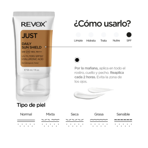Revox - *Just* - Protetor solar diário FPS50 + com ácido hialurônico