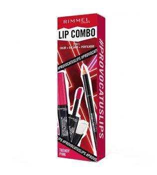 Rimmel London - Conjunto de lábios Lip Combo 3 em 1 Provocalips + Lasting Finish - Trendy Pink