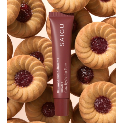 Saigu Cosmetics - Bálsamo labial hidratante com efeito brilhante - Brownie