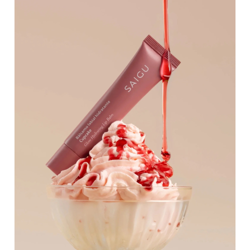 Saigu Cosmetics - Bálsamo labial hidratante com efeito brilhante - Cupcake