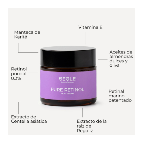 SEGLE - Creme facial noturno antienvelhecimento Pure Retinol - Pele madura e/ou seca