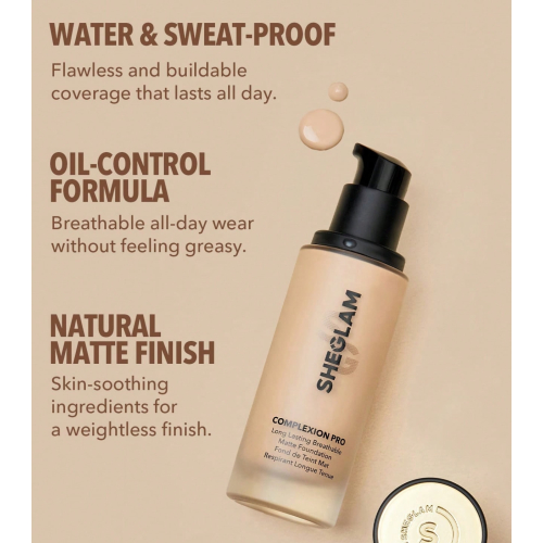 SHEGLAM - Base matte de longa duração Complexion Pro - Fair