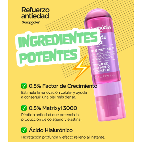 Skingoodies - Sérum facial antienvelhecimento em spray - Peptide Boost