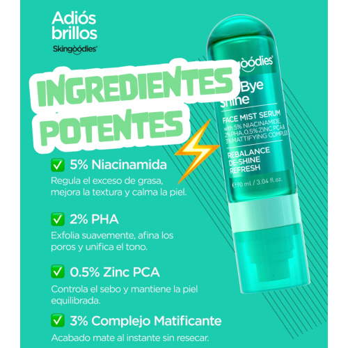 Skingoodies - Sérum Facial em Spray oil-control - Bye Bye Shine