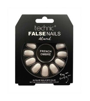 Technic Cosmetics - Unhas postiças False Nails Almond - French Ombré