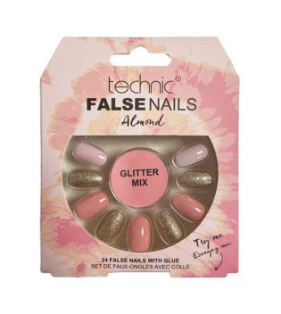 Technic Cosmetics - Unhas postiças False Nails Almond - Glitter Mix