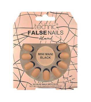 Technic Cosmetics - Unhas postiças False Nails Almond - Mini Mani Black