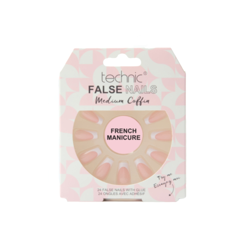 Technic Cosmetics - Unhas Postiças False Nails Medium Coffin - French Manicure