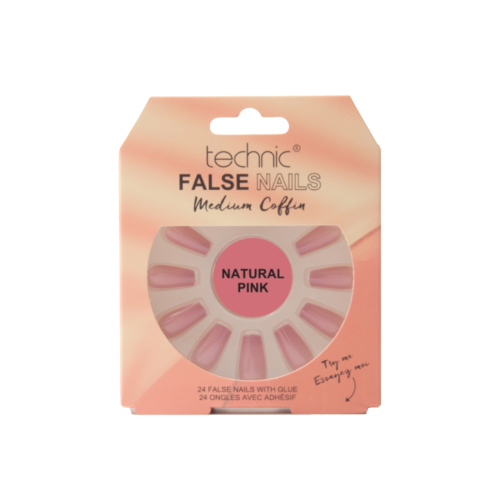 Technic Cosmetics - Unhas Postiças False Nails Medium Coffin - Natural Pink